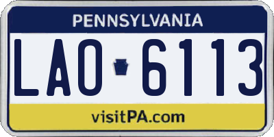 PA license plate LAO6113