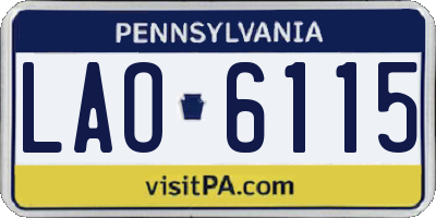 PA license plate LAO6115