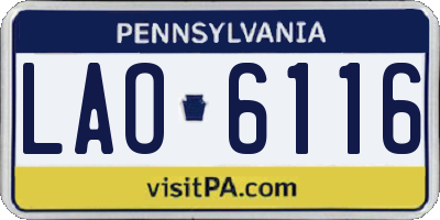 PA license plate LAO6116