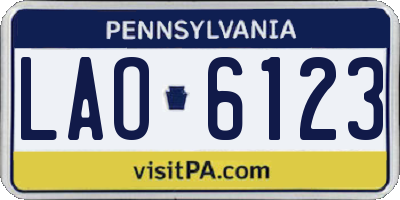 PA license plate LAO6123