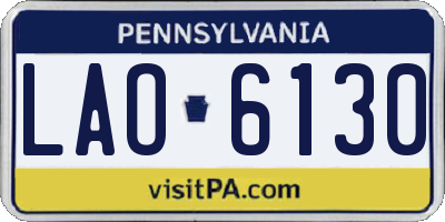 PA license plate LAO6130