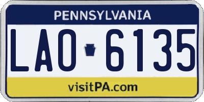 PA license plate LAO6135