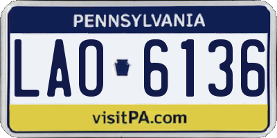 PA license plate LAO6136