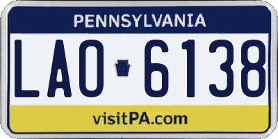 PA license plate LAO6138