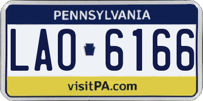 PA license plate LAO6166