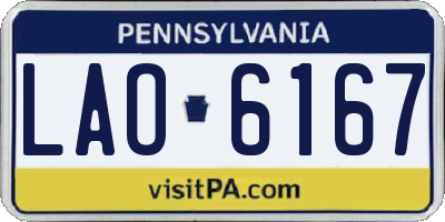 PA license plate LAO6167