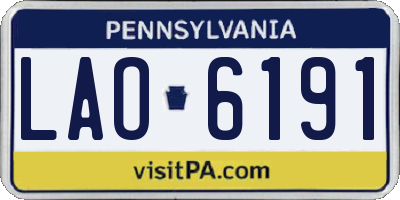 PA license plate LAO6191