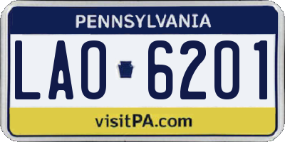 PA license plate LAO6201