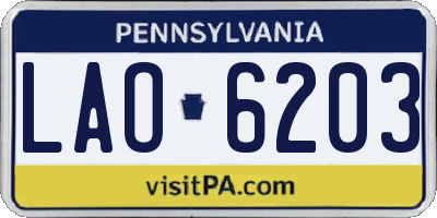 PA license plate LAO6203