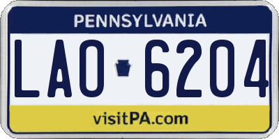 PA license plate LAO6204