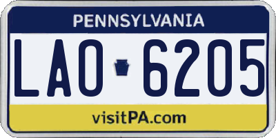 PA license plate LAO6205