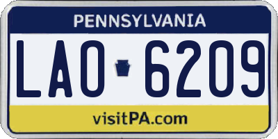 PA license plate LAO6209
