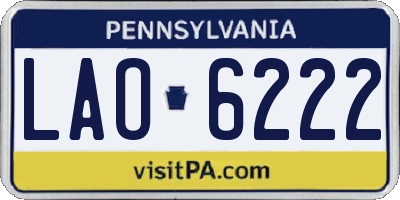 PA license plate LAO6222