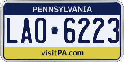 PA license plate LAO6223