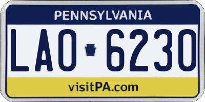 PA license plate LAO6230