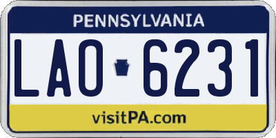 PA license plate LAO6231