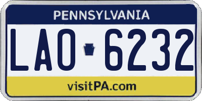 PA license plate LAO6232