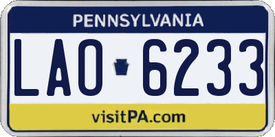 PA license plate LAO6233