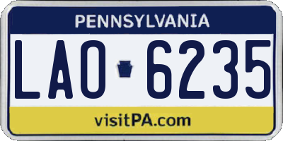 PA license plate LAO6235