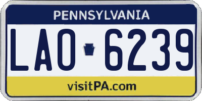 PA license plate LAO6239