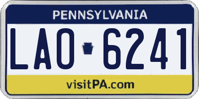 PA license plate LAO6241