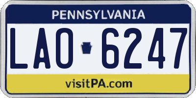 PA license plate LAO6247