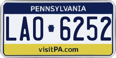 PA license plate LAO6252