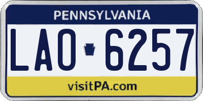 PA license plate LAO6257
