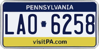 PA license plate LAO6258
