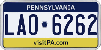PA license plate LAO6262