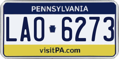 PA license plate LAO6273