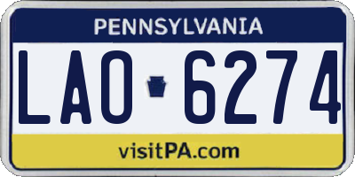 PA license plate LAO6274
