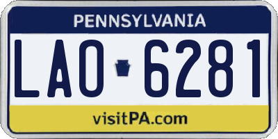 PA license plate LAO6281