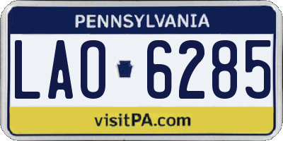 PA license plate LAO6285