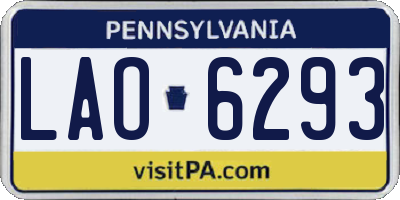 PA license plate LAO6293