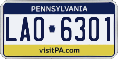PA license plate LAO6301