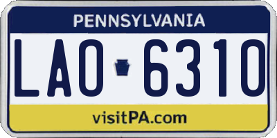 PA license plate LAO6310