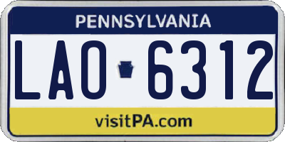 PA license plate LAO6312