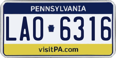 PA license plate LAO6316