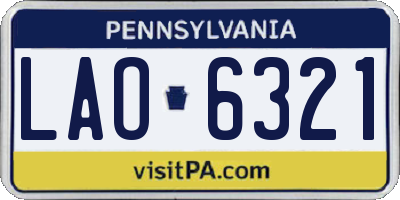 PA license plate LAO6321