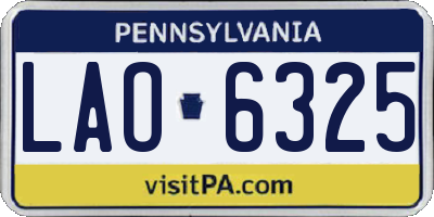 PA license plate LAO6325