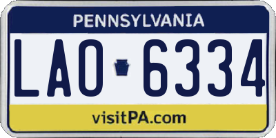 PA license plate LAO6334