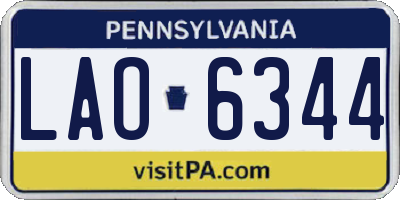 PA license plate LAO6344