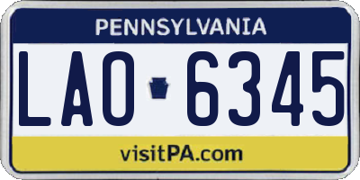 PA license plate LAO6345