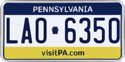 PA license plate LAO6350