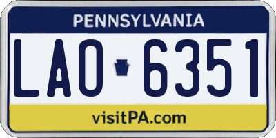 PA license plate LAO6351