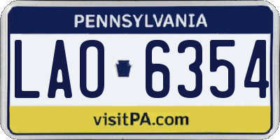 PA license plate LAO6354