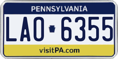 PA license plate LAO6355