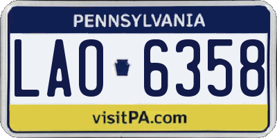 PA license plate LAO6358