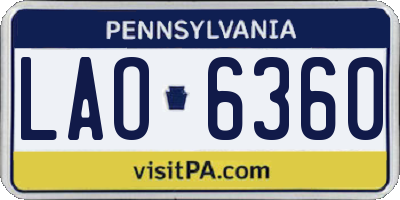 PA license plate LAO6360
